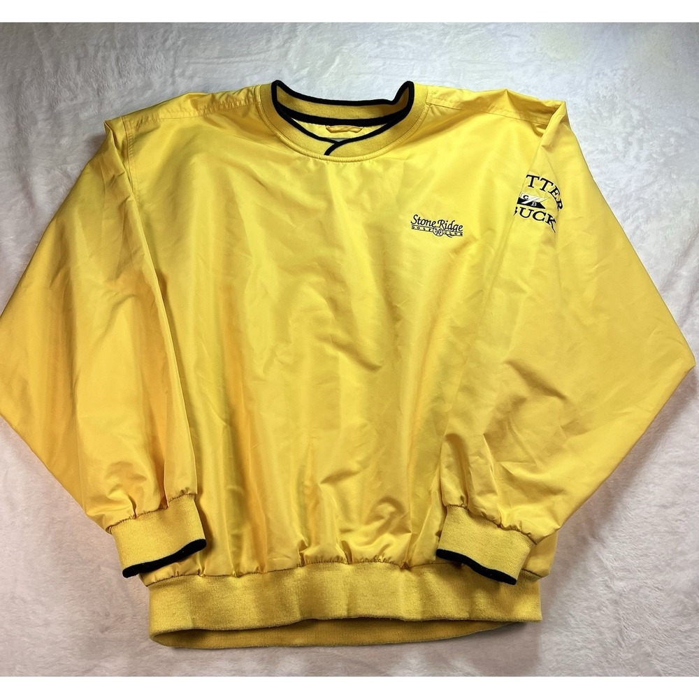 Cutter & Buck Yellow Stone Ridge Golf Club Pullover Men Large Wind Breaker VTG